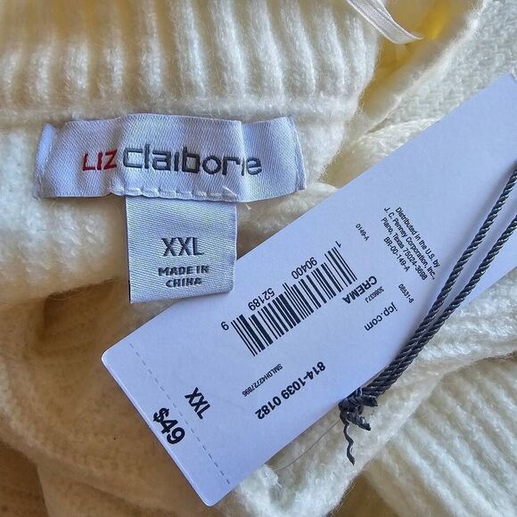 Liz Claiborne womens Sz XXL cream knit pullover sweater - Picture 6 of 7